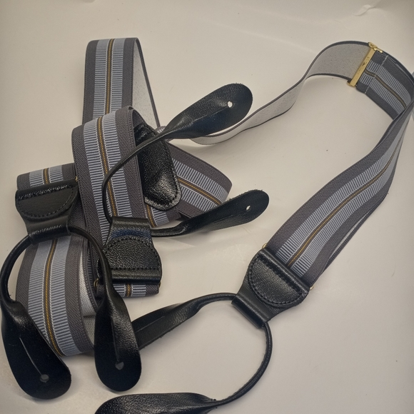 Vintage CAS Germany Grey and Blue Suspenders - Picture 14 of 14